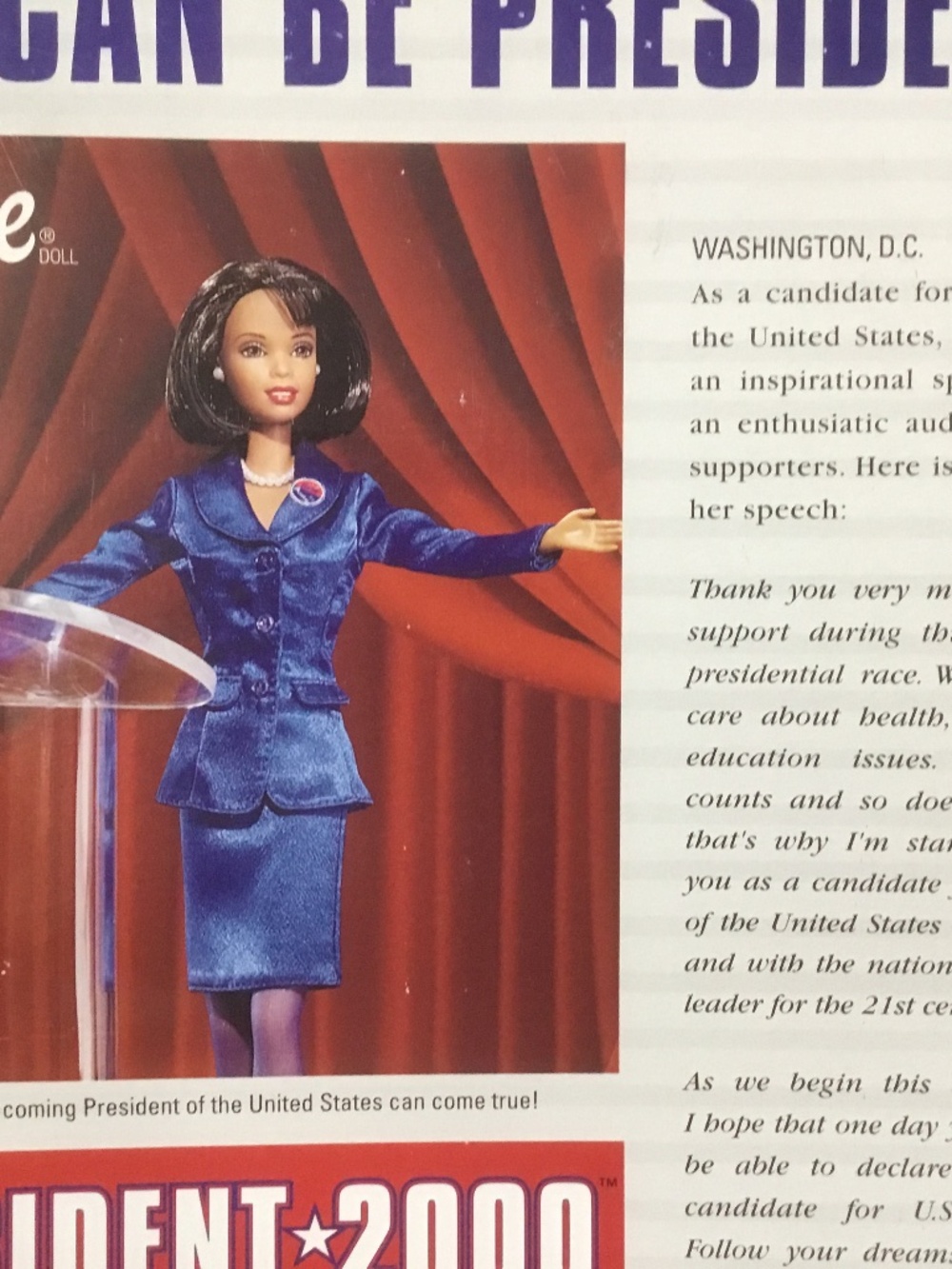 Barbie President 2000 Afro American Doll Exclusive Toys R Us White House Project - Picture 5 of 12